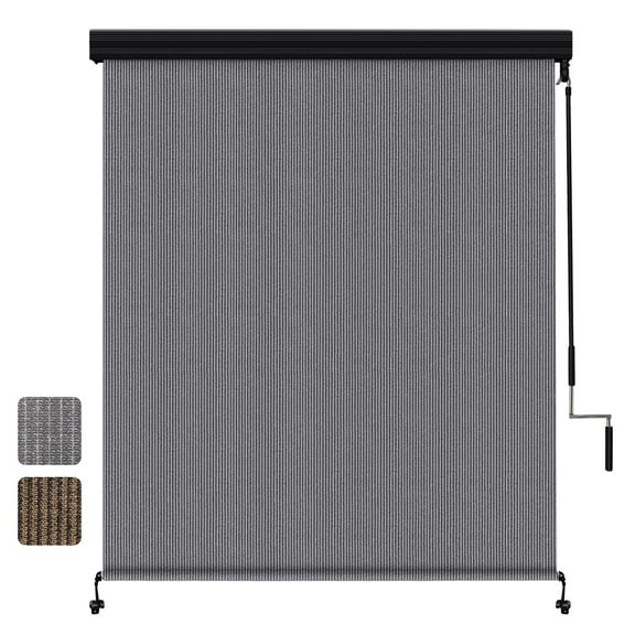 Shade&Beyond Premium Outdoor Roller Shade, Patio Roll Up Blinds with Valance, 6X8FT, Gray
