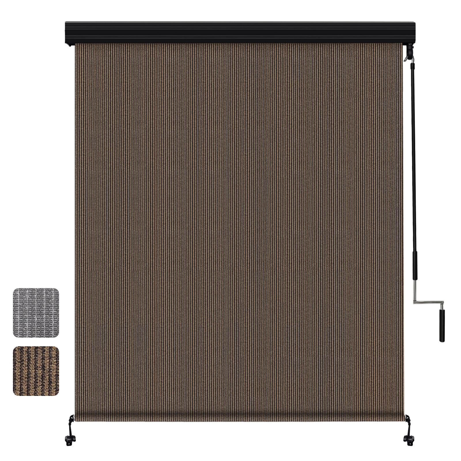 Shade&Beyond Premium Outdoor Roller Shade, Patio Roll Up Blinds with Valance, 8X8FT, Mocha