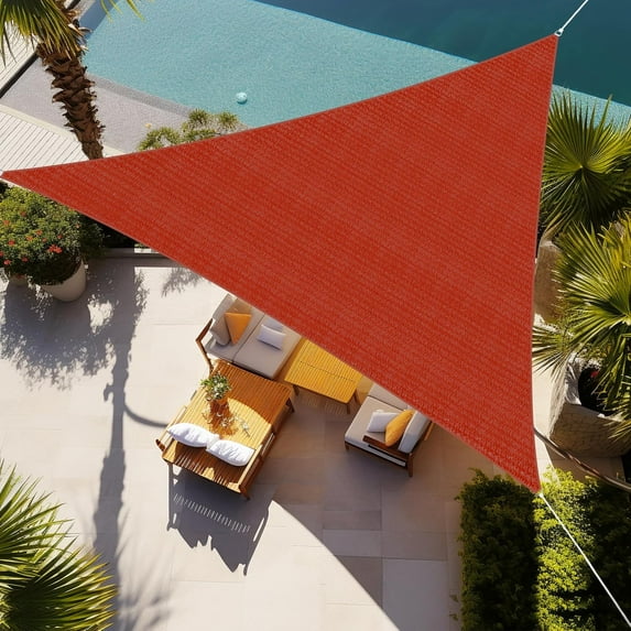 NAWAY Triangle Sun Shade Sail 16'X16'X16' Permeable Canopy Sand for Patio Garden Yard Deck Pergola,Rust Red