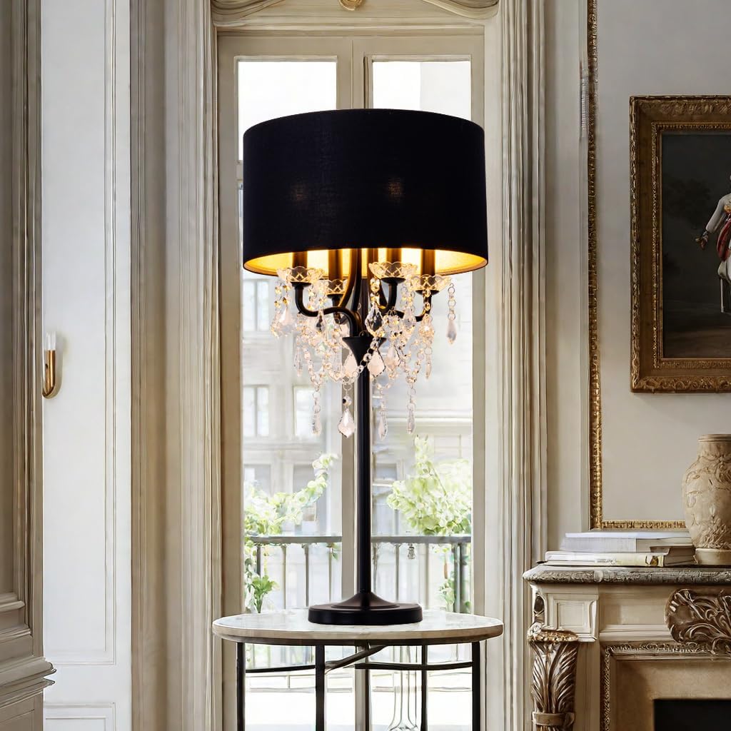 Shade Black Crystal Table Lamp, 4 Light Black Gold Shade Table Lamp ...