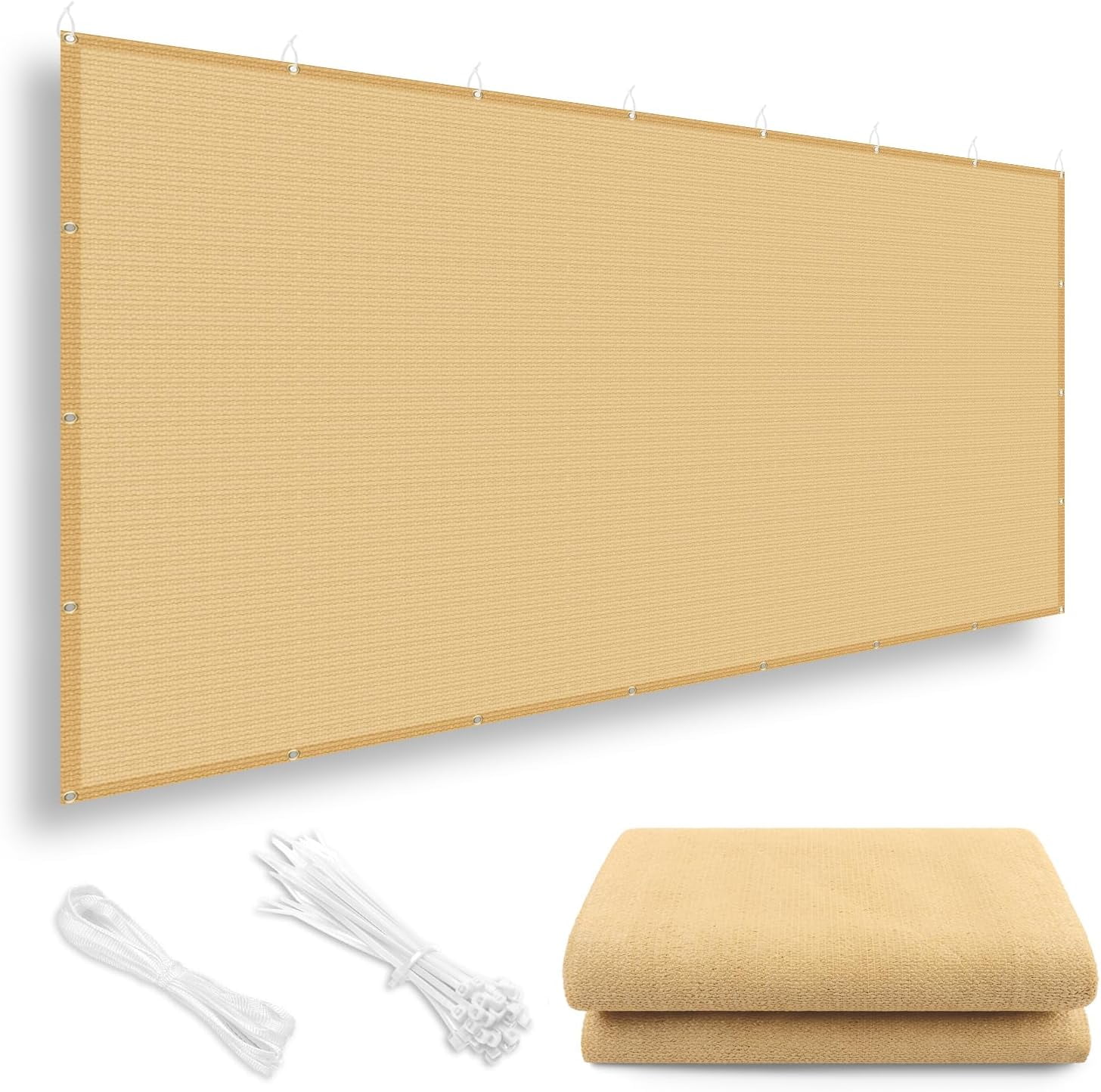 Shade Cloth 3/6/8/10/12/20FT Sun Shade Cloth with Grommets Pergola Shade Cover 95% UV Protection for Patio Outdoor, 6x8 FT Sand