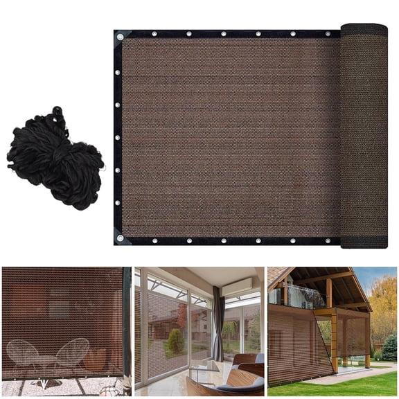 Shade Cloth-8 x 6 FT Durable Sunblock Garden Sun Shade Mesh With Rope, 90% UV Protection for Outdoor Patio Backyard Garden (Coffee)