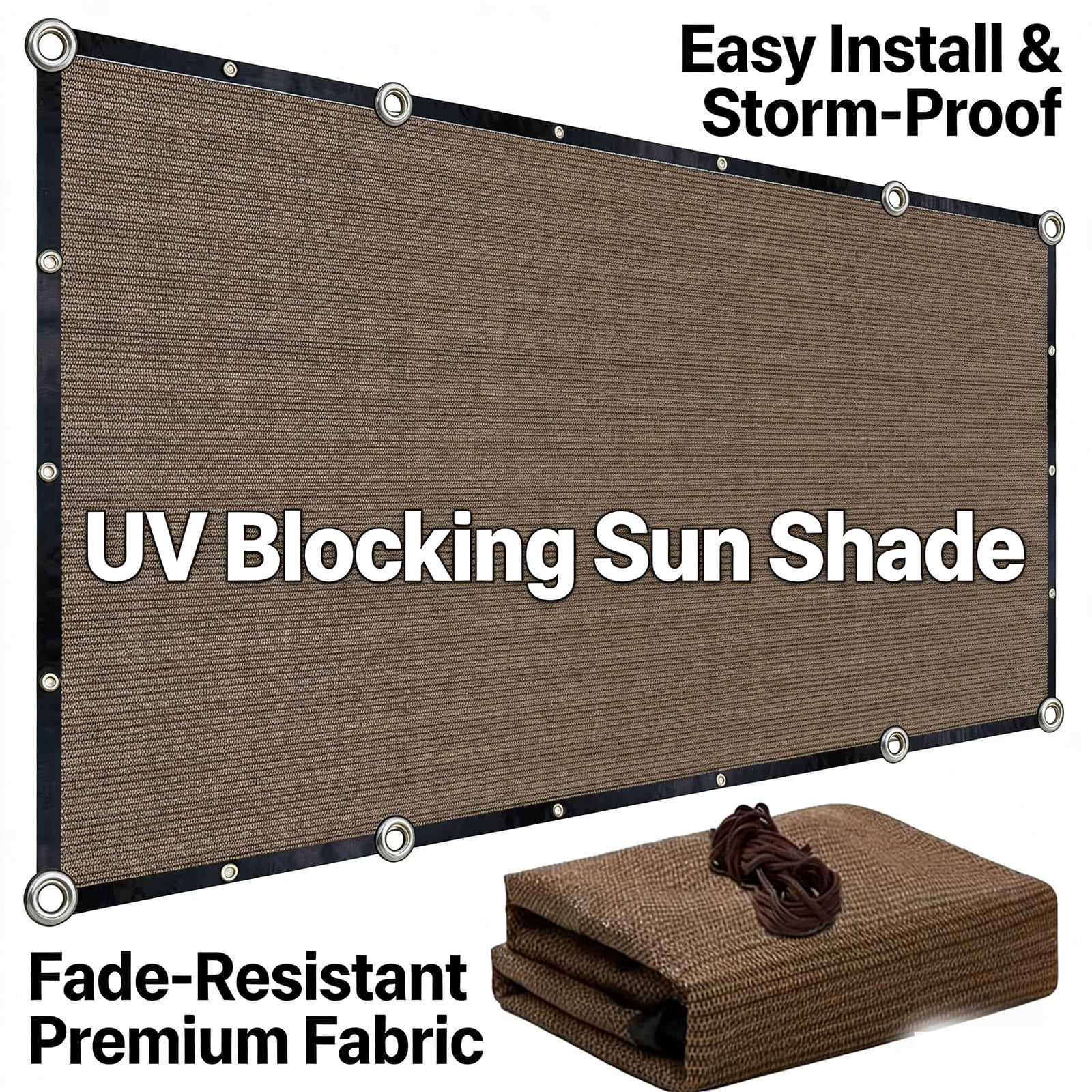Shade Cloth, 90% Sun Shade Cloth with Grommets, Pergola Shade Cover Canopy, Mesh Tarp Sun Screens for Patio, Outdoor, Garden, Backyard - 6.5*10FT