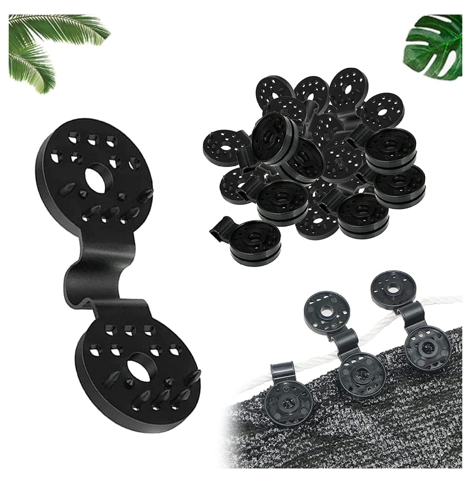 Shade Cloth Heavy Duty Lock Grip, 2024 Upgrade Black Round Plastic Sun