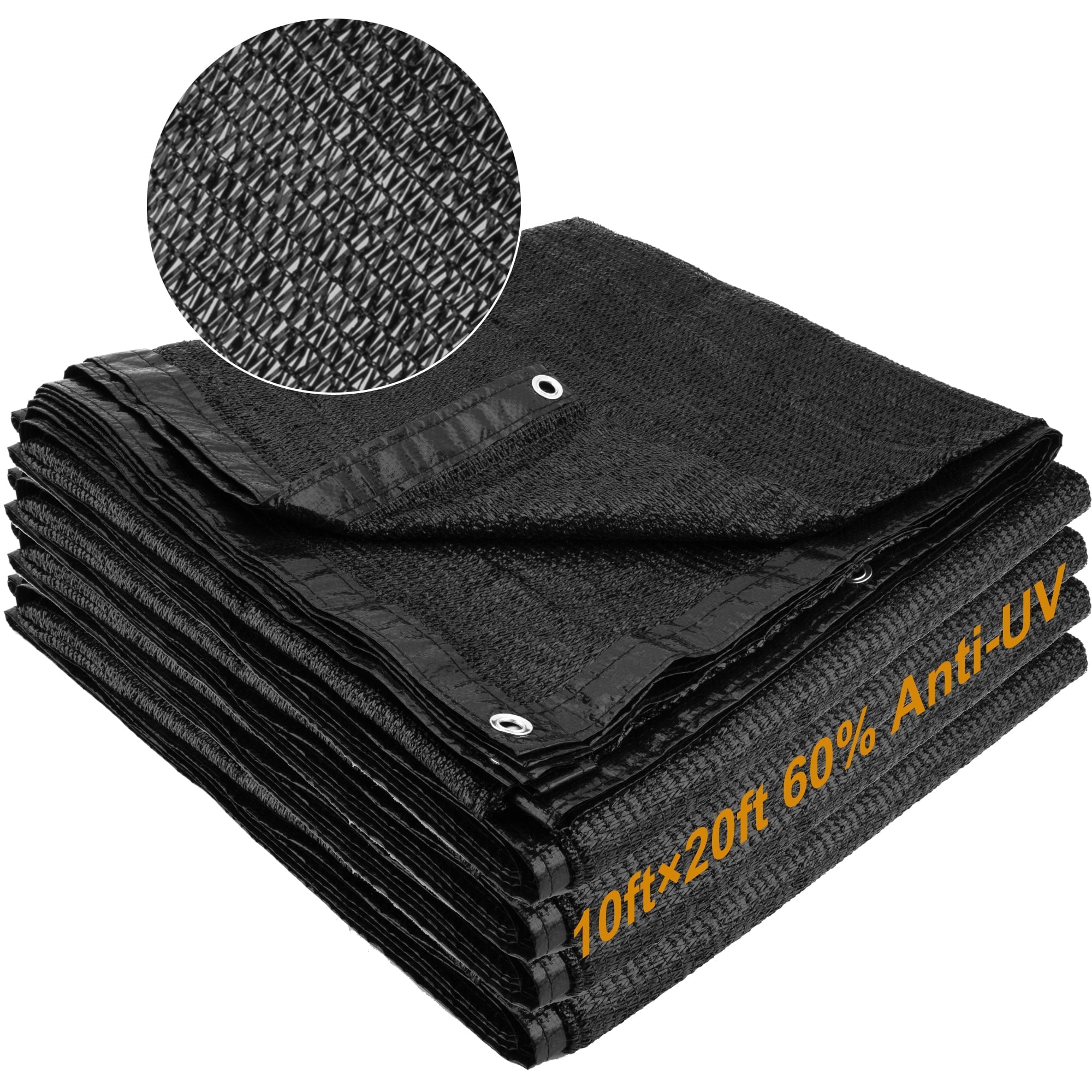 Shade Cloth, Keylever 60% Sunblock 10 x 20 ft Sun Shade Sail for Garden Patio Plants Pergola Greenhouse Deck Yard Pool, Black
