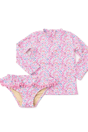 Electric Ditsy Girls Rashguard Swim Set, 3T