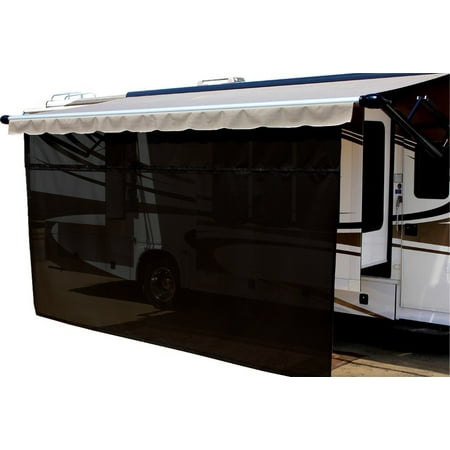 Shade Pro - Vista Shade - Solar Mesh Sunscreen for 12V Electric RV Awning - Zipper Sun Shade Blocks 85% of Light Without Blocking Your View - Fits Vertical Arm Style Awnings 13' Black, 7' Drop