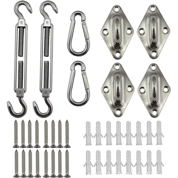 Shade Sail Hardware Kit,304 Stainless Steel Sun Shade Sail Mounting Hardware Kit for Triangle Rectangle Sun Shade Sail Installation,Anti-Rust 40pcs for Outdoor Patio Garden
