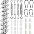 thumbnail image 1 of Shade Sail Hardware Kit with 50FT Cable Wire Rope for Rectangle Triangle Sunshade Installation, 3/16" Stainless Coated Cables for Garden String Light Hanging, Included 8 Pcs Clamps D, 1 of 5