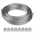 thumbnail image 1 of Shade Sail Hardware Kit with 50FT Cable Wire Rope for Rectangle Triangle Sunshade Installation, 3/16" Stainless Coated Cables for Garden String Light Hanging, Included 8 Pcs Clamps, 1 of 5