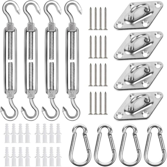 Shade Sail Hardware Kit,6 Inches Sun Shade Sail Hardware Kit,Shade Sail Hardware,Shade Hardware Kit for Garden Outdoors D
