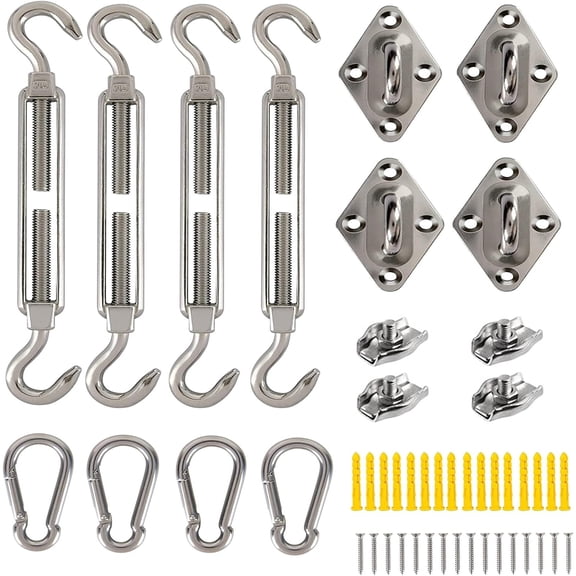 Shade Sail Hardware Kit, 6 inch 304 Stainless Steel Sail Installation, Sun Shade Hardware Kit for Triangle Rectangle Garden Outdoor,48Pcs B