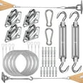 thumbnail image 1 of Shade Sail Hardware Kit with Cable Wire Rope,48 Ft (12Ftx4) Vinyl Coated Aircraft Cable,6 Inch Hanging Kit for Outdoor Curtain String Light Sun Shade Sails Installation, 1 of 5
