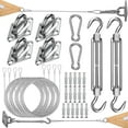 thumbnail image 1 of Shade Sail Hardware Kit with Cable Wire Rope,48 Ft (12Ftx4) Vinyl Coated Aircraft Cable,6 Inch Hanging Kit for Outdoor Curtain String Light Sun Shade Sails Installation B, 1 of 5