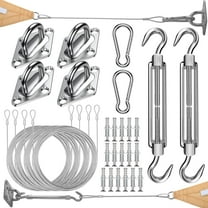 Shade Sail Hardware Kit with Cable Wire Rope,48 Ft (12Ftx4) Vinyl Coated Aircraft Cable,6 Inch Hanging Kit for Outdoor Curtain String Light Sun Shade Sails Installation B