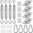 thumbnail image 1 of Shade Sail Hardware Kit with Cable Wire Rope,48 Ft (12Ftx4) Vinyl Coated Aircraft Cable,6 Inch Hanging Kit for Outdoor Curtain String Light Sun Shade Sails Installation D, 1 of 5