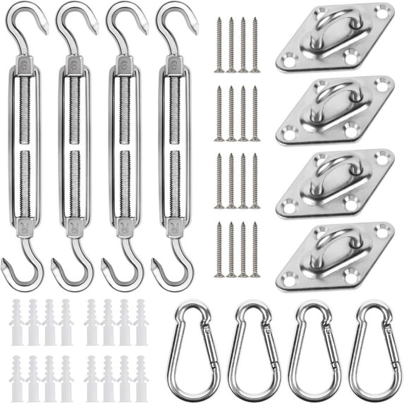 Sun Shade Sail Hardware Kit, 6 inch for Triangle Rectangle Sun Shade Sail Installation, Heavy Duty 304 Grade Stainless for Garden Outdoors D