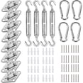 thumbnail image 1 of Shade Sail Hardware Kit Include Winches & Wire Rope, Anti-Rust Stainless Steel Sun Shade Hardware Kit for Rectangle Square Triangle Shade Sail Installation(75 PCS) D, 1 of 5
