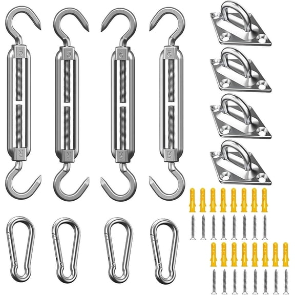 Shade Sail Hardware Kit, M5 Stainless Steel Awning Attachment Set, Sun Shade Sail Fixing Kit for Outdoor Garden Patios