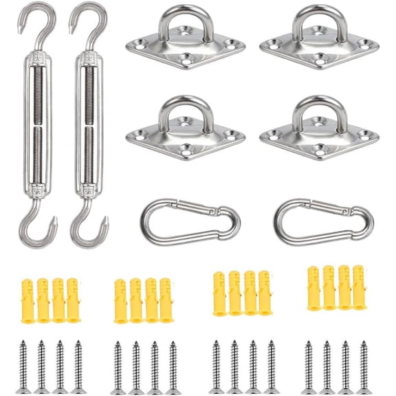 Shade Sail Hardware Kit, Stainless Steel Awning Attachment Set, Sun Shade Sail Fixing Kit for Outdoor Garden Patios (M5 40PCS)