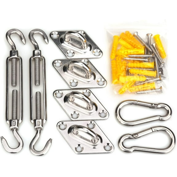 Shade Sail Hardware Kit Stainless Steel Awning Mounting Kit for Lawn Garden Patio Deck Outdoor (6") 304 Stainless Steel