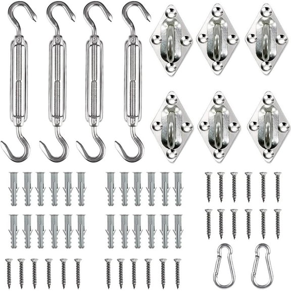 Shade Sail Hardware Kit for Sun Shade Sail Installation 316 Anti-Rust Stainless Steel 6 Inches Courtyard Driveway Garden 60PCS B