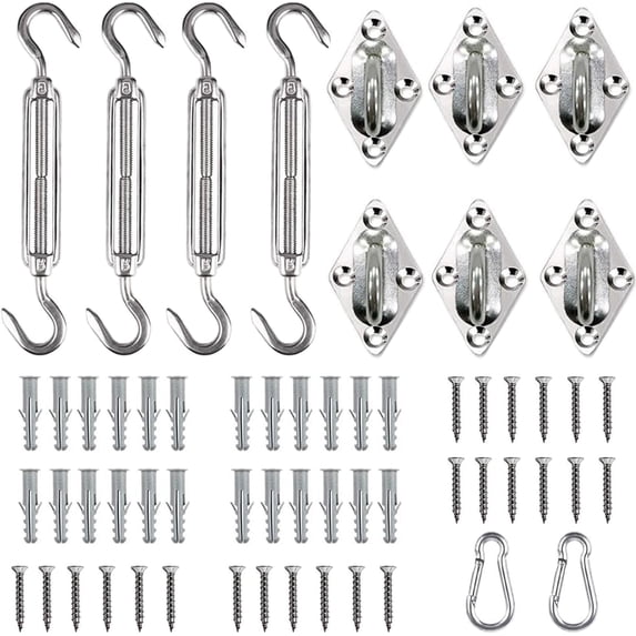 Shade Sail Hardware Kit for Sun Shade Sail Installation 316 Anti-Rust Stainless Steel 6 Inches Courtyard Driveway Garden 60PCS