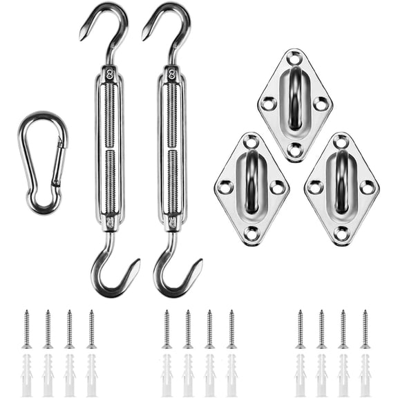 Shade Sail Hardware Kit for Triangle Heavy Duty Sun Shade Sails Installation 8 Inches for Deck Garden Lawn Patio B