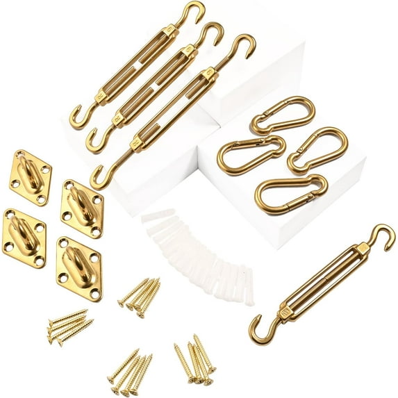 Shade Sail Hardware Kit for Triangle Rectangle Sun Shade Sail Outdoor Installation, Heavy Duty 304 Stainless Steel Hardware, 44Pcs B