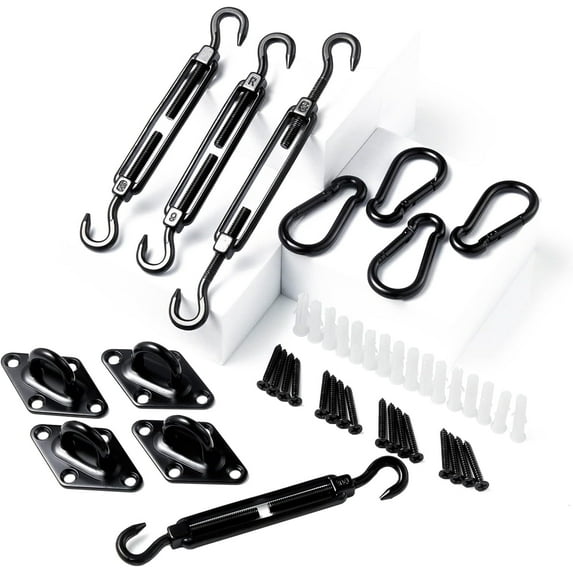 Shade Sail Hardware Kit for Triangle Rectangle Sun Shade Sail Outdoor Installation, Heavy Duty 304 Stainless Steel Hardware, 44Pcs B
