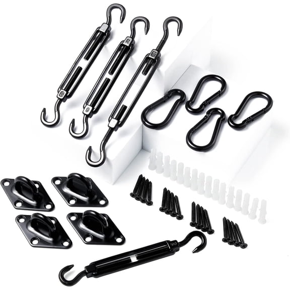Shade Sail Hardware Kit for Triangle Rectangle Sun Shade Sail Outdoor Installation, Heavy Duty 304 Stainless Steel Hardware, 44Pcs B