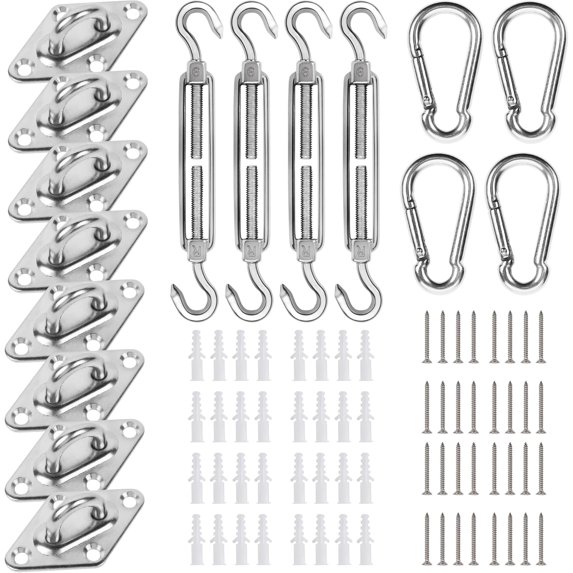 Shade Sail Hardware Kit with 44 Stainless Steel Components Perfect for Creating Shaded Areas Outdoors D