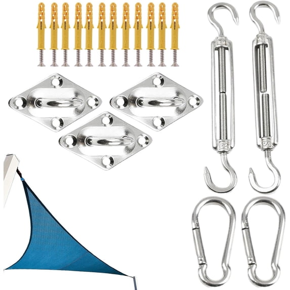 Shade Sail Hardware, Sun Shade Mounting Hardware, Stainless Steel Sail Mounting Kit, Outdoor Canopy Supplies, Awning Attachment Set, Shade Accessories for Patio Lawn