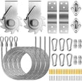 thumbnail image 1 of Shade Sail Hardware Winch Set Kit, 60Pcs Stainless Steel Hardware Kit for Rectangle Triangle Canopy, Heavy Duty Anti-Rust Hardware Kit Set for Outdoor Garden Patio(Ratchet Winch +304 Wire Rope) B, 1 of 5