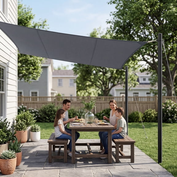 Shade Sail Poles 10ft with Mounting Clamps – Heavy Duty Patio Sun Shade Post Set (Sail Fabric NOT Included)