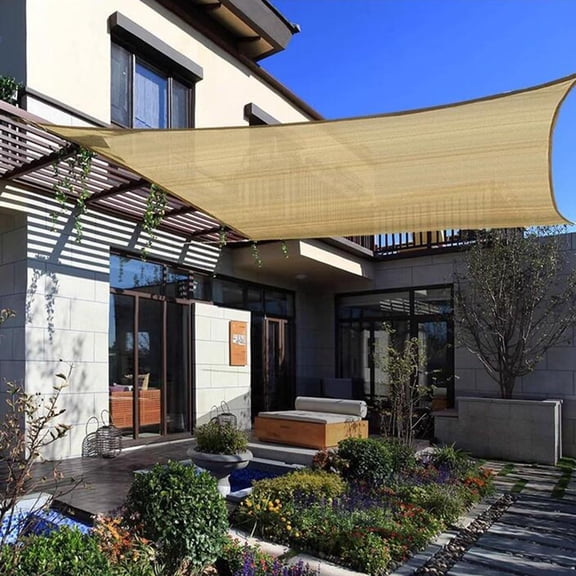 Shade Sails, 6x10ft Sun Shade Cloth for Garden Plants, Rectangle Sun Shade Sail, UV Resistant, Water & Air Permeable, Sun Shade Canopy Mesh Fabric for Pergola,Deck,Backyard,Patio Sunshade, Beige