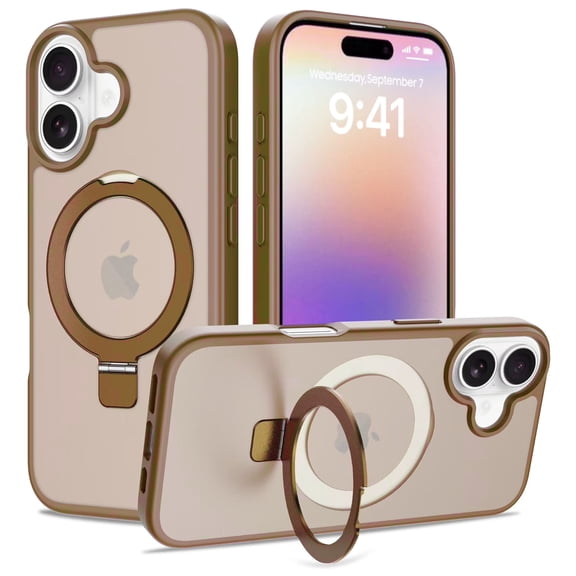 Shade Series MagSafe Hybrid Case with Ring Stand for iPhone 16 - Brown