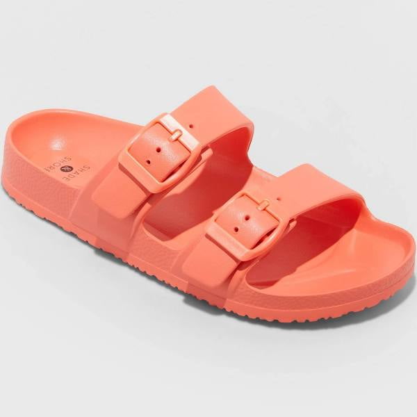 SCHOLL ● EVA Two Strap Sandals - coral Shade & Shore Sandals Buckle 2 Strap, Coral Red - Walmart.com