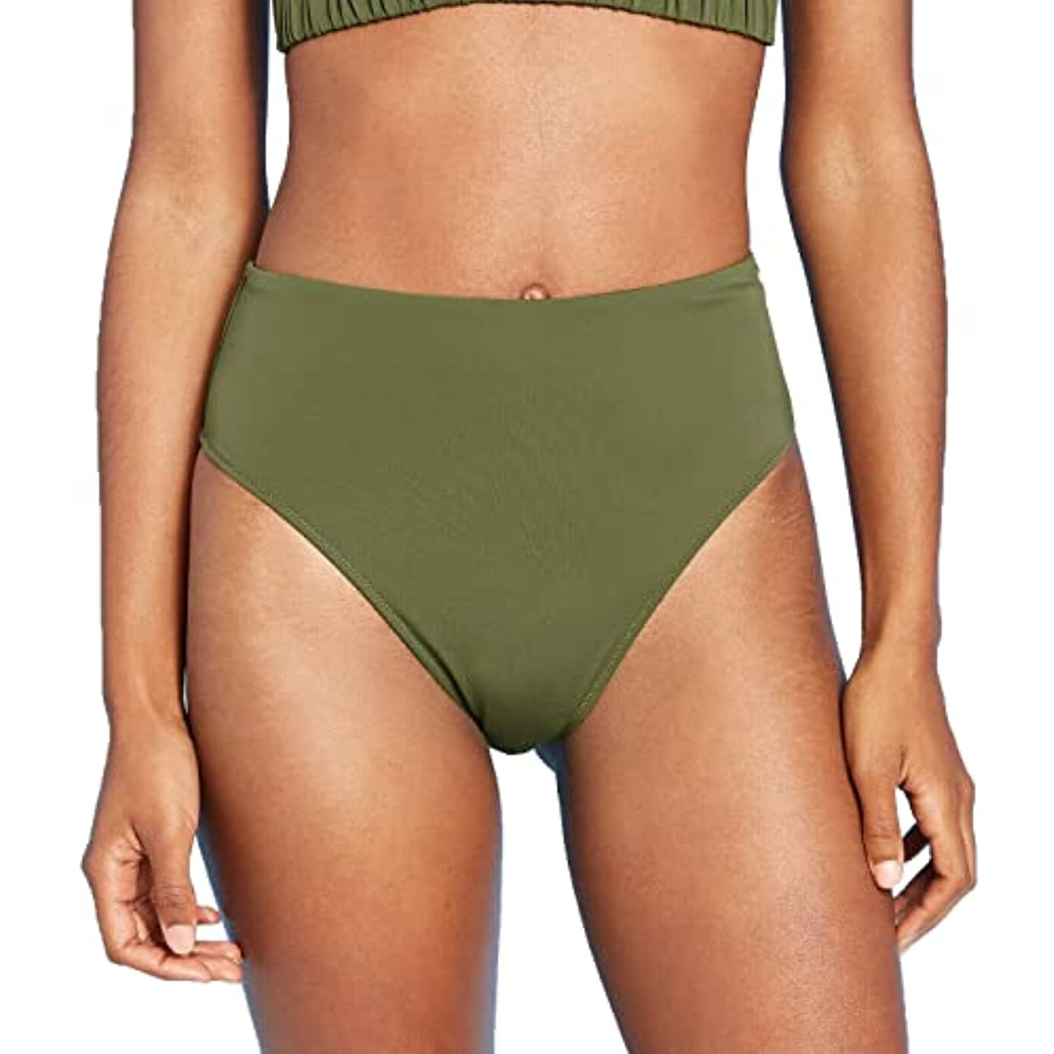 Women's High Waist High Leg Ribbed Medium Coverage Bikini Bottom - Shade &  Shore™ Green XL