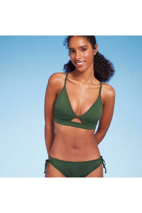 Women's Longline Underwire Bikini Top Dark Green Size 36B NWT