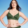 thumbnail image 1 of Shade & Shore Women's Ribbed Longline V-Wire Bikini Top Dark Green Size 34C, 1 of 1