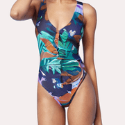Shade & Shore Womens Floral Shirred One-Piece Swimsuit, XS