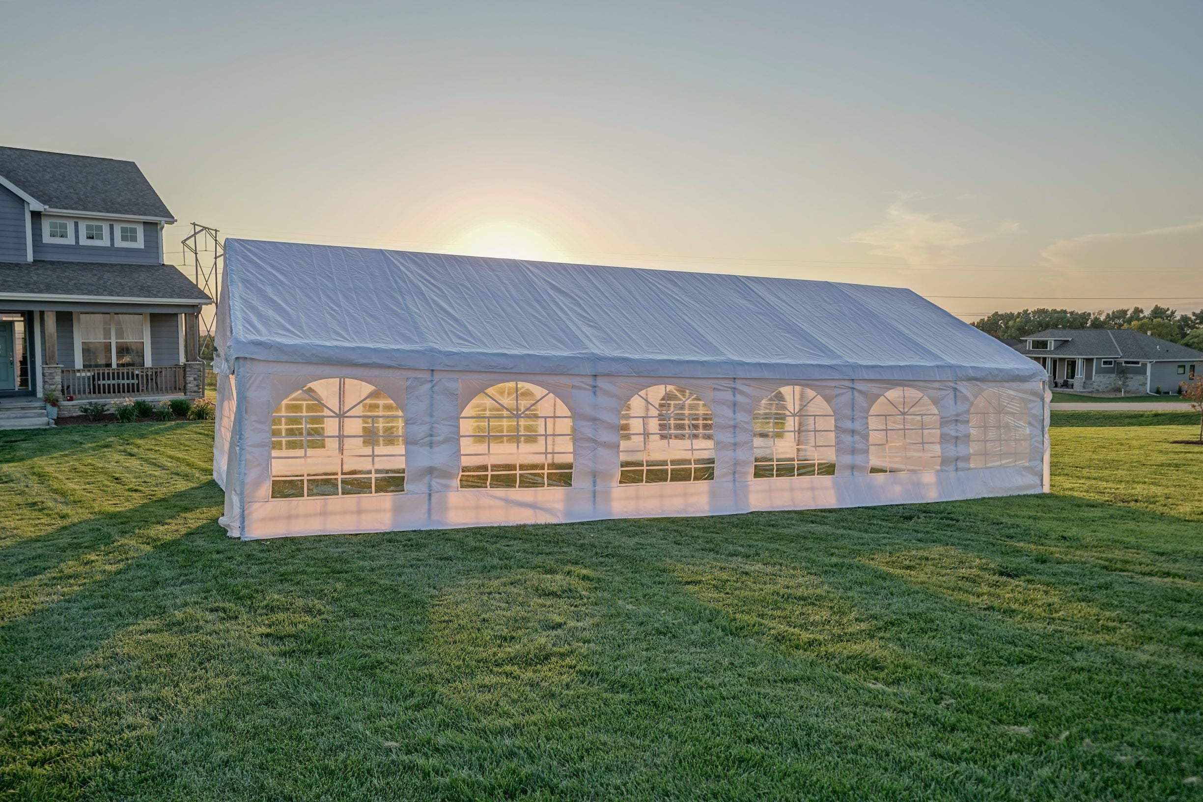 Shade Tree 20' x 40' White Polyethylene Event Tent with Galvanized Steel Frame
