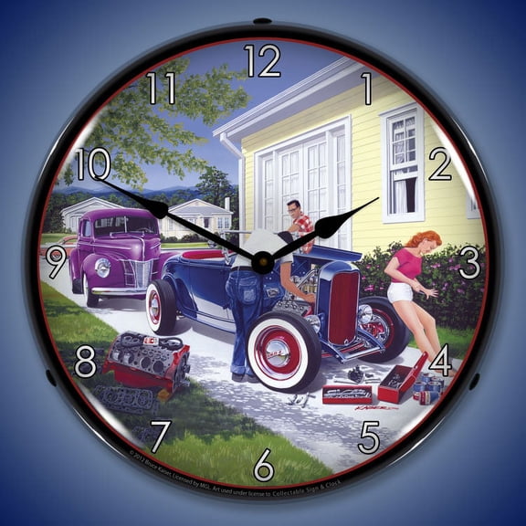 Shade Tree Mechanic Wall Clock, Lighted: Bruce Kaiser
