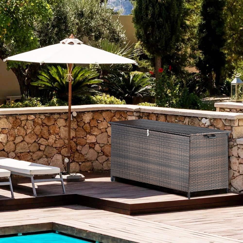 Shade&beyond 120 Gallon Large Deck Box Indoor Outdoor Storage Wicker