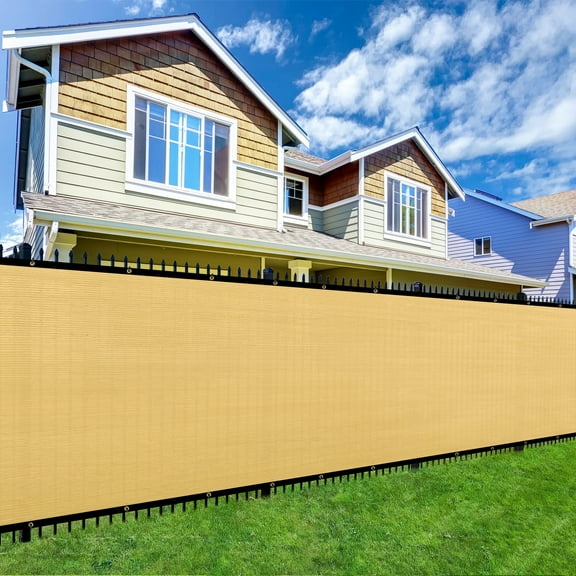 Shade&Beyond 04'x 25'Privacy Screen Fence 90% Blocking Heavy Duty Shield Mesh Fence for Outdoor Patio Lawn Garden Balcony,Sand