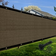 Shade&beyond Privacy Fence Screen 3x1 FT Brown Customized Outdoor Mesh Panels for Backyard, Balcony, Patio, Construction Site with Zip Ties