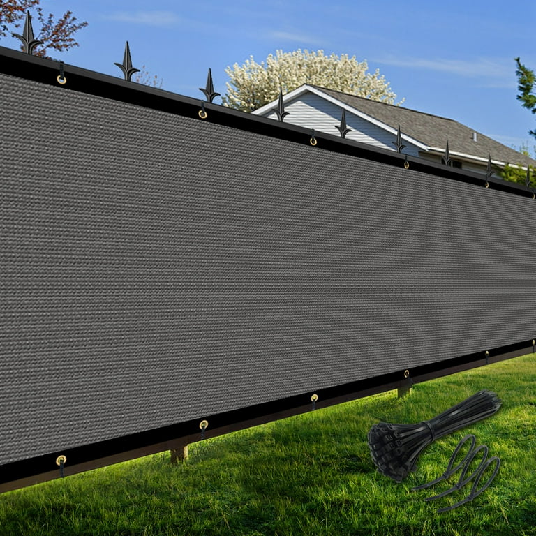 Privacy Fence Screen 3 x 50 ft. Black Customized Outdoor Mesh Panels for Backyard, Construction Site with Zip Ties