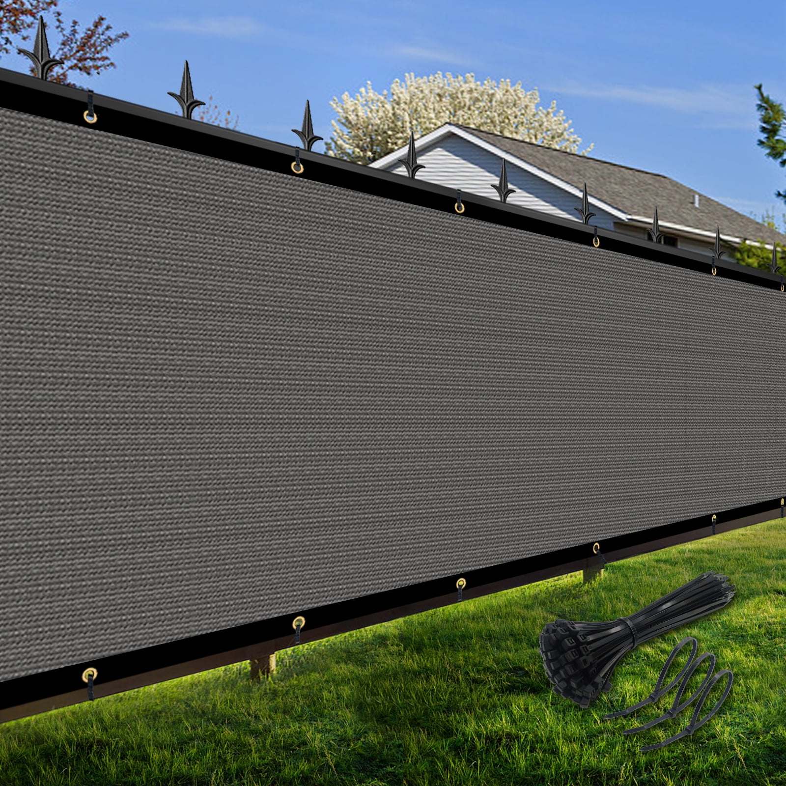 Shade&beyond Privacy Fence Screen 4x4 FT Gray Customized Outdoor Mesh ...