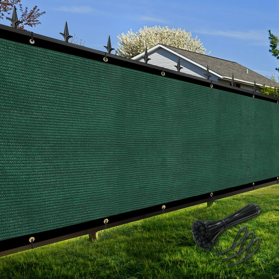 Shade&beyond Privacy Fence Screen 8x149 FT Dark Green Customized Outdoor Mesh Panels for Backyard, Balcony,Patio,Construction Site with Zip Ties